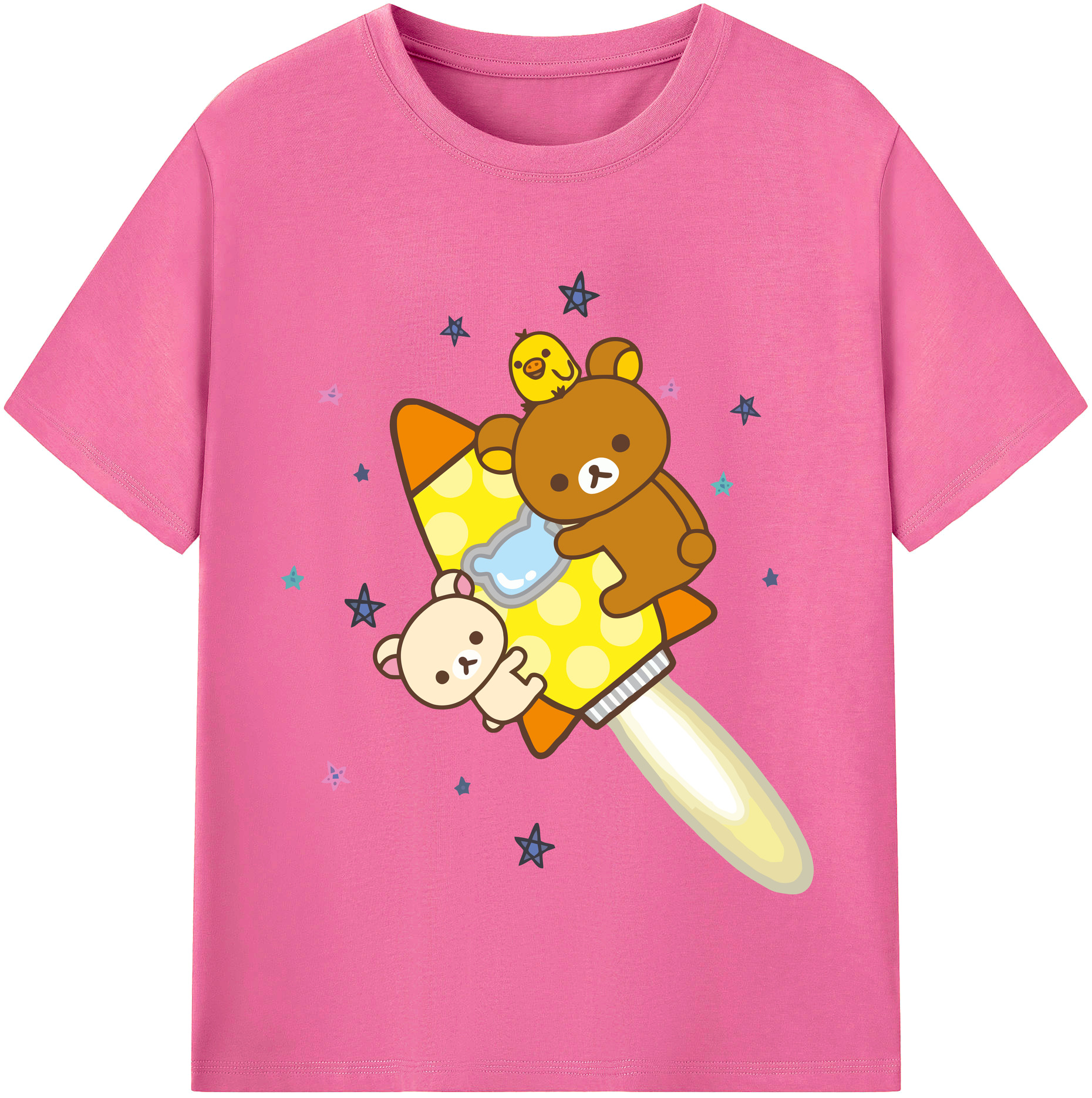 （画像用） リラックマ リラックマ キイロイトリ Rilakkuma Korilakkuma Kiiroitori レディースカジュアルプリントTシャツ（綿100％）